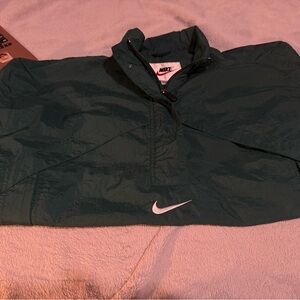 90s (vintage) Nike Dark Green Jacket with white logo